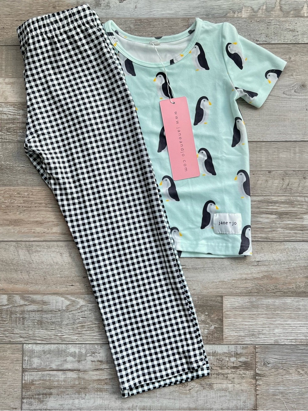 NWT Jane + Jo Kids 2 Piece Pajama Set in Penguin Waddle Size 6